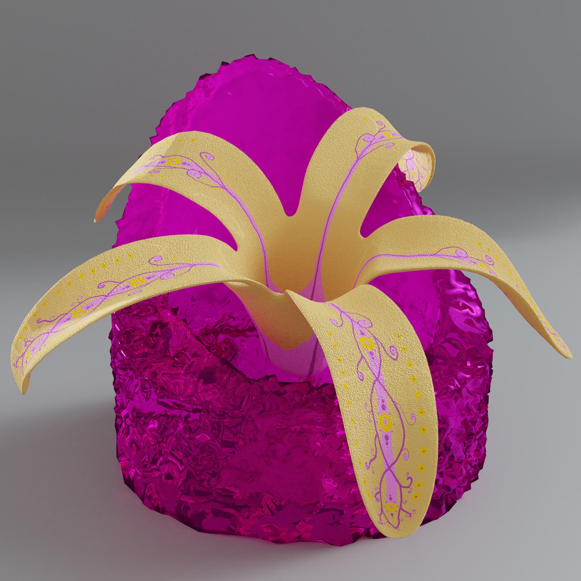 Crystal with flower blooming